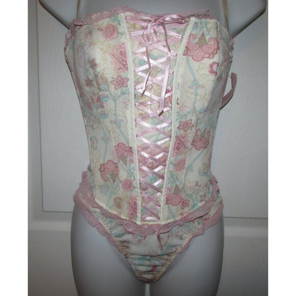 Rene Rofe Sophie B Cream Floral Corset Set - NEW - Picture 1 of 13